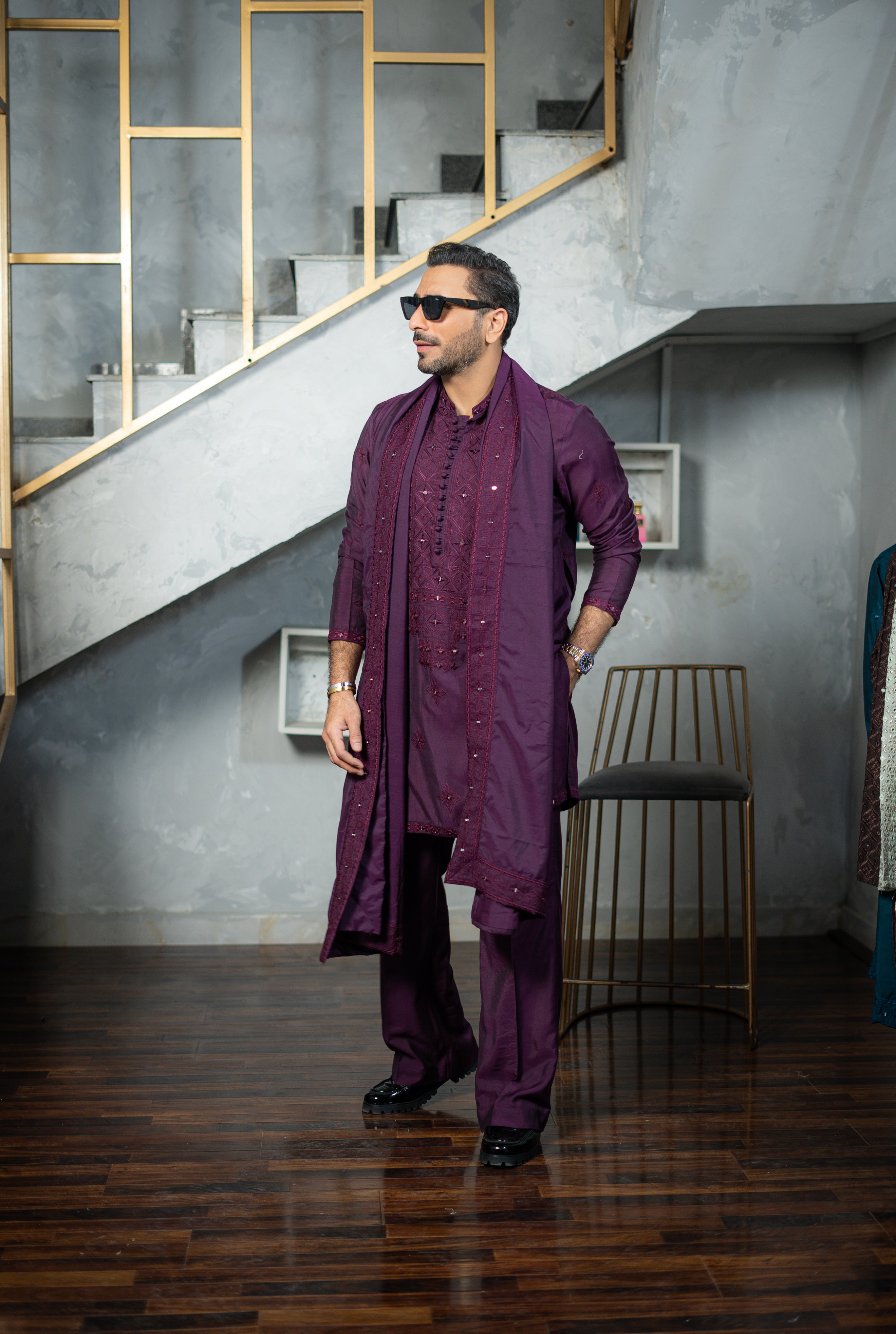 AINA - KAARI TEAL PURPLE KURTA PAJAMA Humayunalamgir
