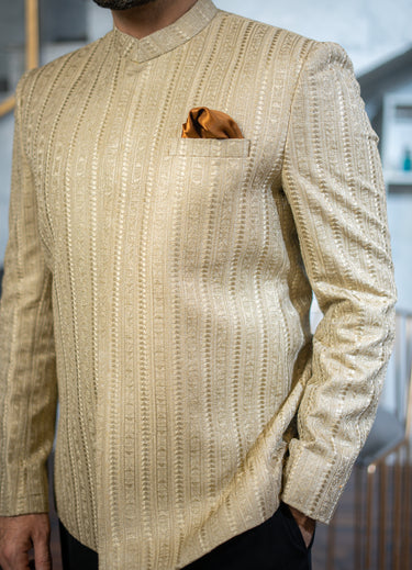 Beige Embroidered Prince Suit