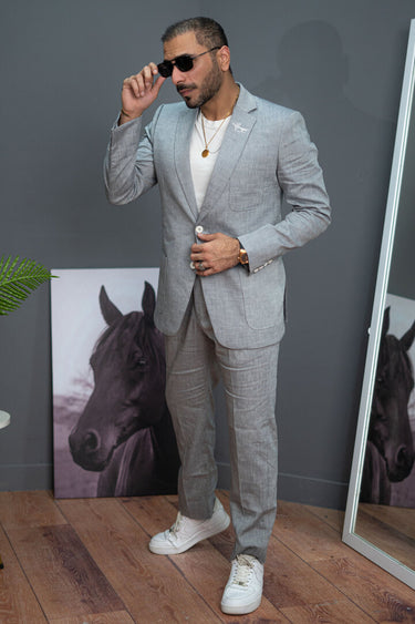 Italian Grey linen Suit Suits HumayunAlamgir S