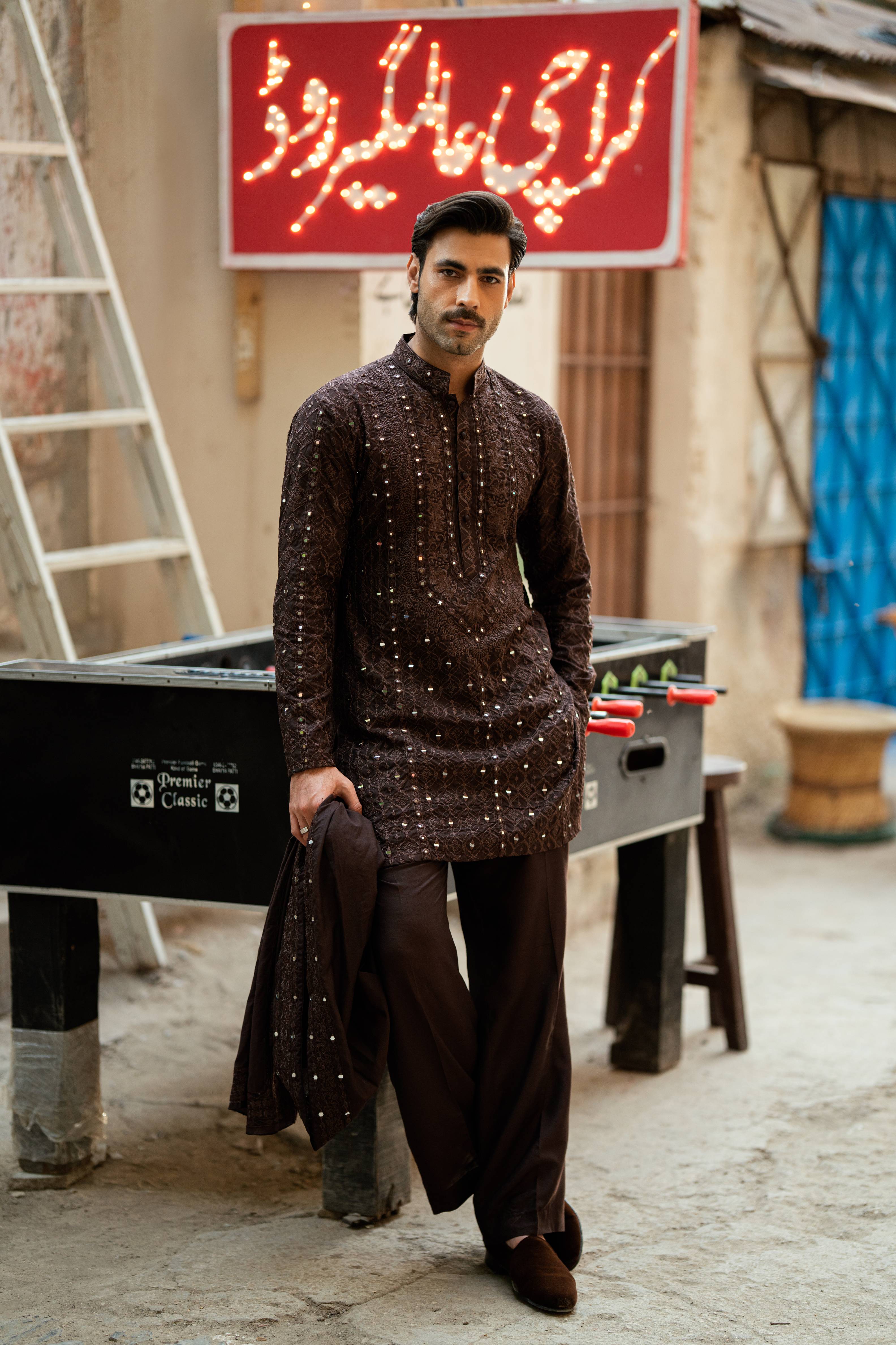 Sheesh - Posh Dark Brown Kurta Pajama Humayunalamgir