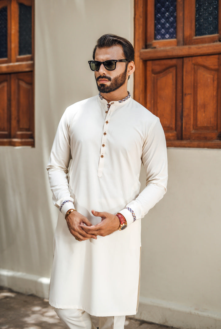 Cream Boski Kurta Pajama Humayun Alamgir