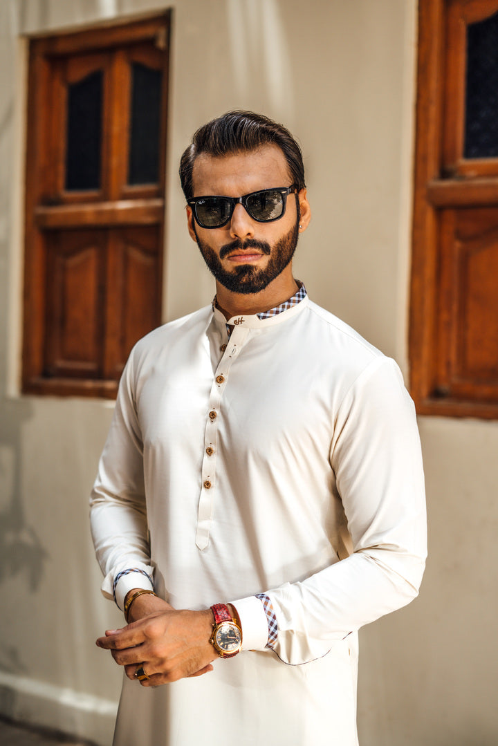 Cream Boski Kurta Pajama Humayun Alamgir