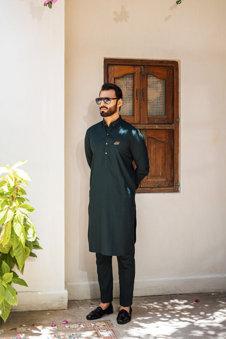 Bottle Green Kurta Pajama Humayun Alamgir S