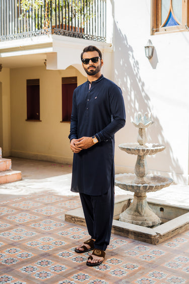 Navy Blue Boski Shalwar Kameez Humayun Alamgir S