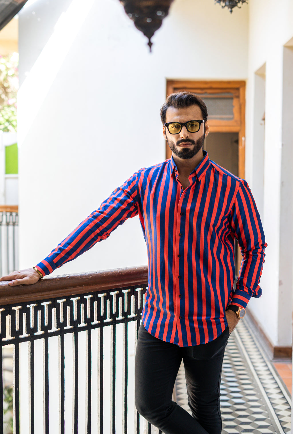 Blue And Red Stripes Shirt Humayunalamgir