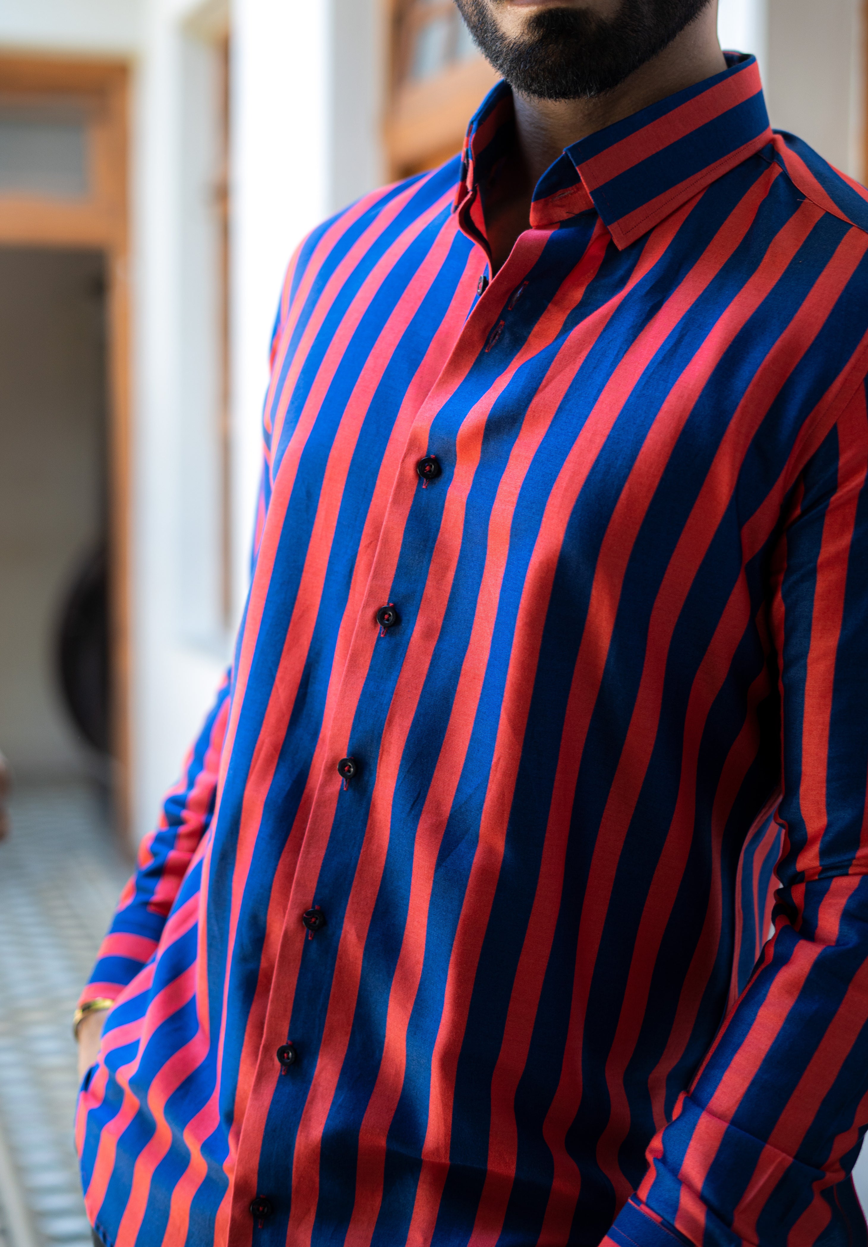 Blue And Red Stripes Shirt Humayunalamgir