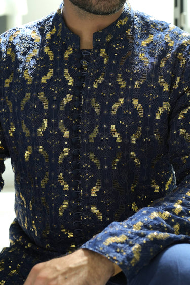 Jhalke zareen - Navy blue Kurta pajama Humayunalamgir