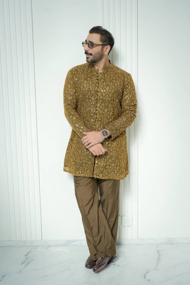 Jhalke zareen - Olive Gold Kurta pajama Humayunalamgir