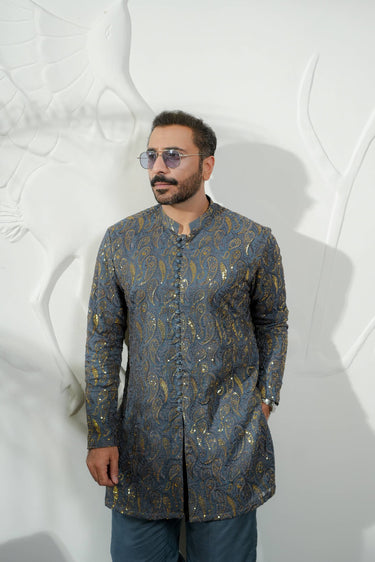 Jhalke zareen - Grey Kurta pajama Humayunalamgir
