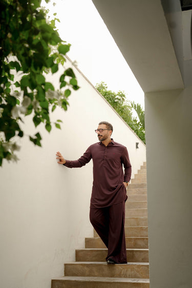 BURGUNDY KURTA FARSHI PAJAMA
