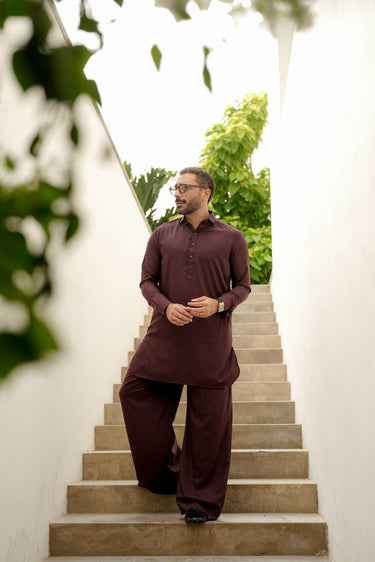BURGUNDY KURTA FARSHI PAJAMA Humayunalamgir