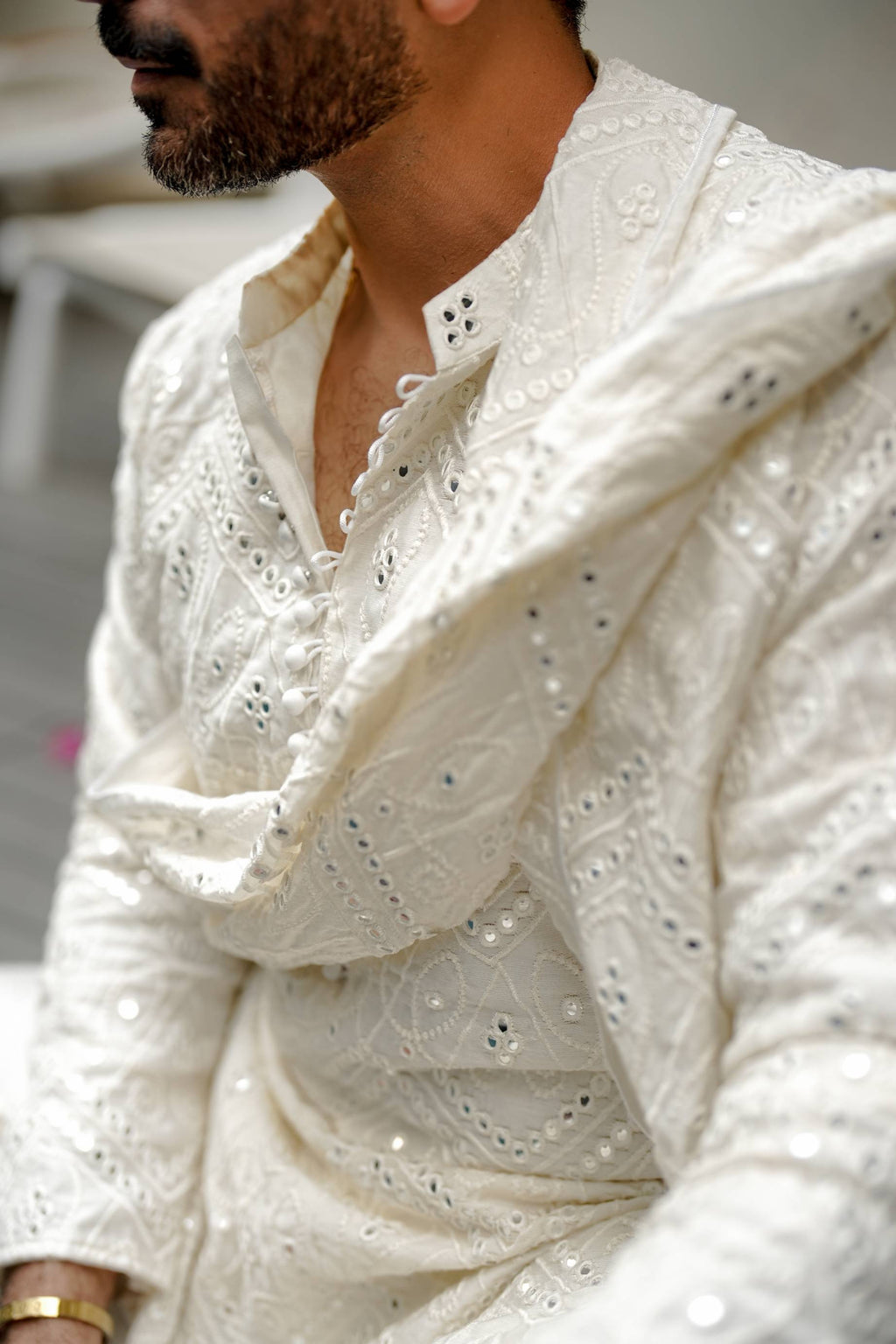 NAQOOSH – OFF WHITE KURTA PAJAMA Humayunalamgir