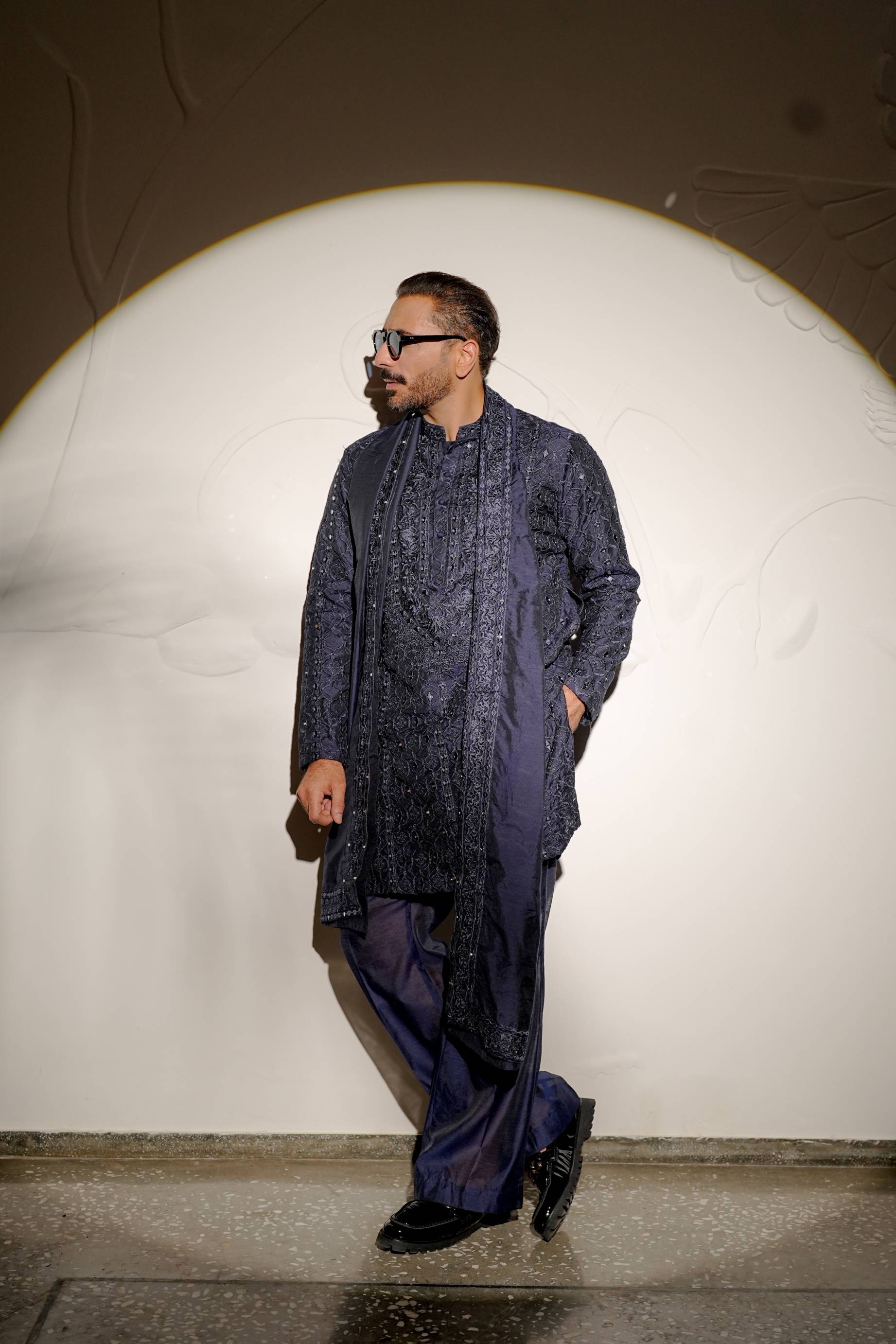 SHEESH – POSH NAVY BLUE KURTA PAJAMA Humayunalamgir