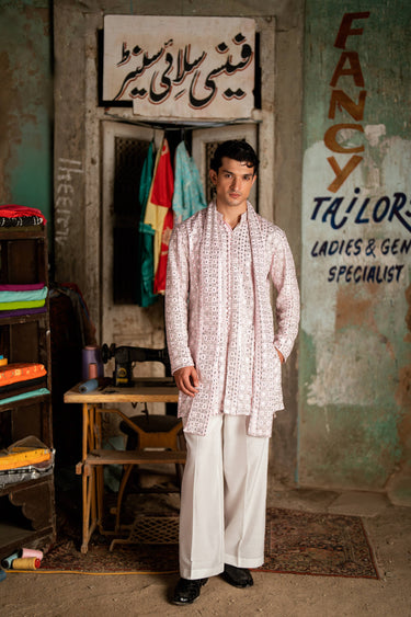 AMEER – LIGHT PINK KURTA PAJAMA Humayunalamgir