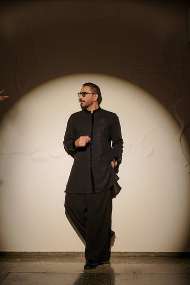 BLACK ARMANI KURTA PAJAMA Humayunalamgir
