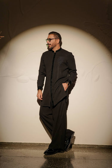 BLACK ARMANI KURTA PAJAMA Humayunalamgir