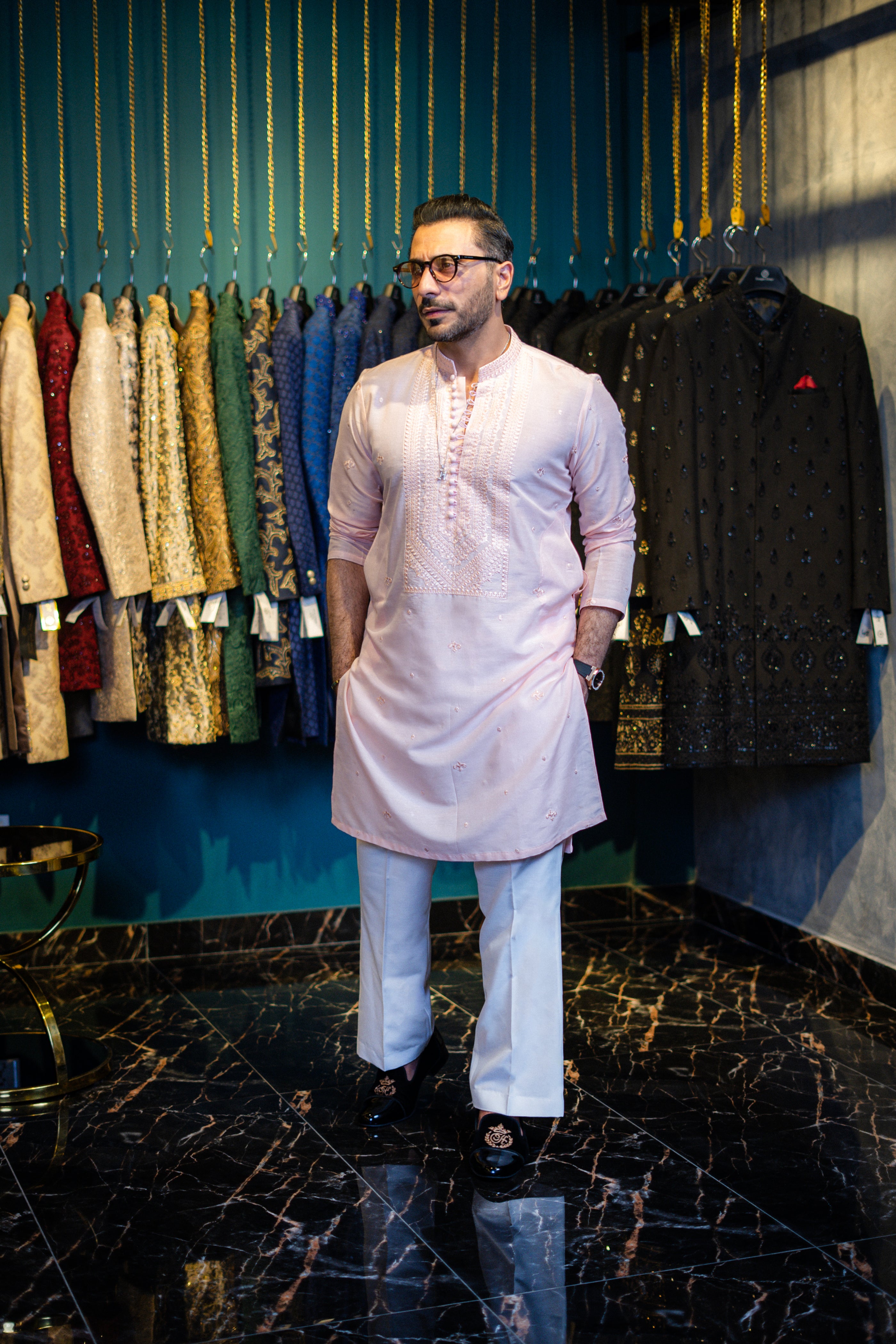 KALAMKAAR LIGHT PINK KURTA PAJAMA Humayun Alamgir