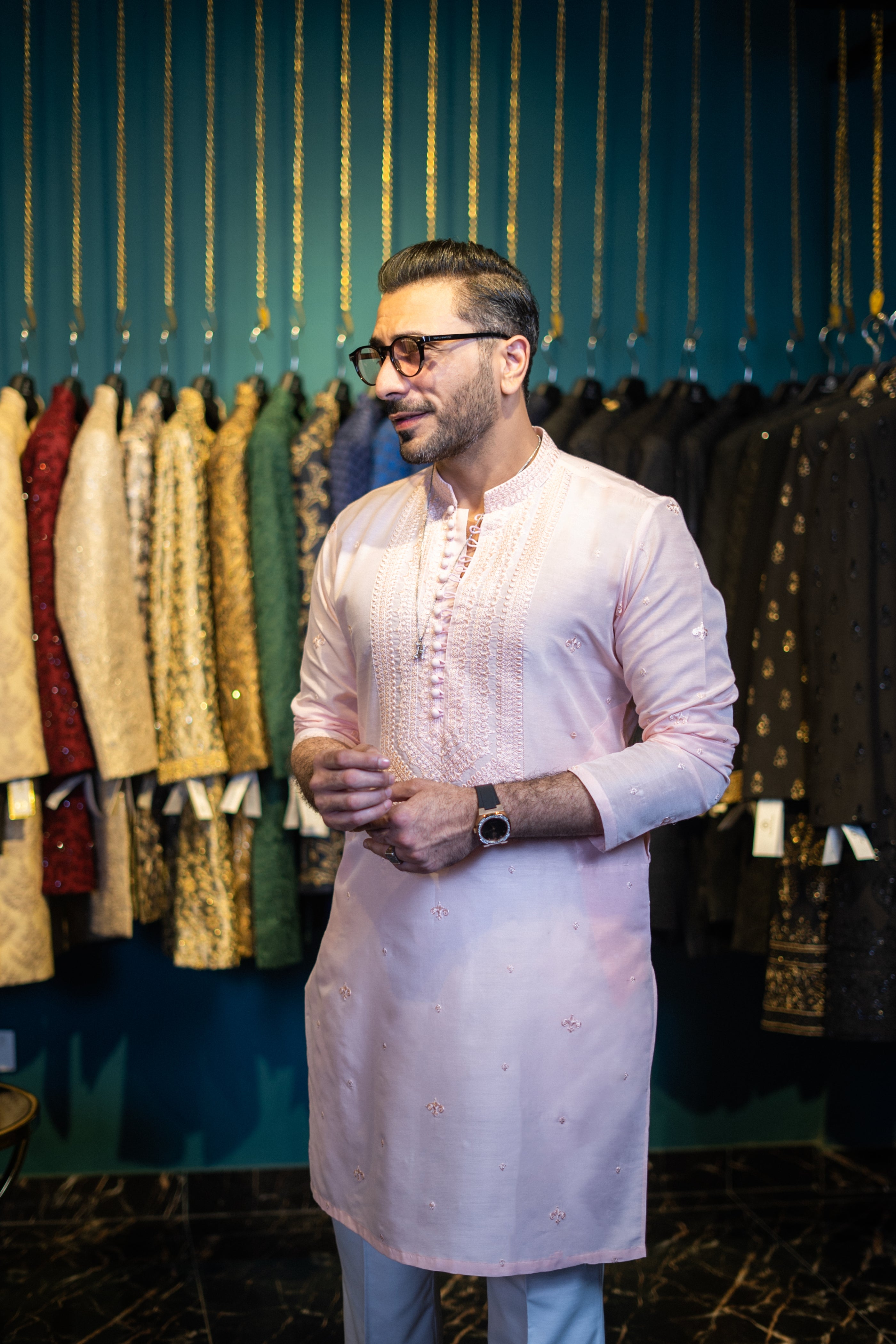 KALAMKAAR LIGHT PINK KURTA PAJAMA Humayun Alamgir