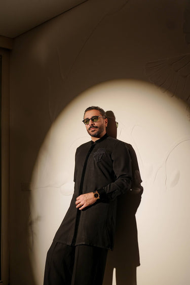 BLACK ARMANI KURTA PAJAMA Humayunalamgir