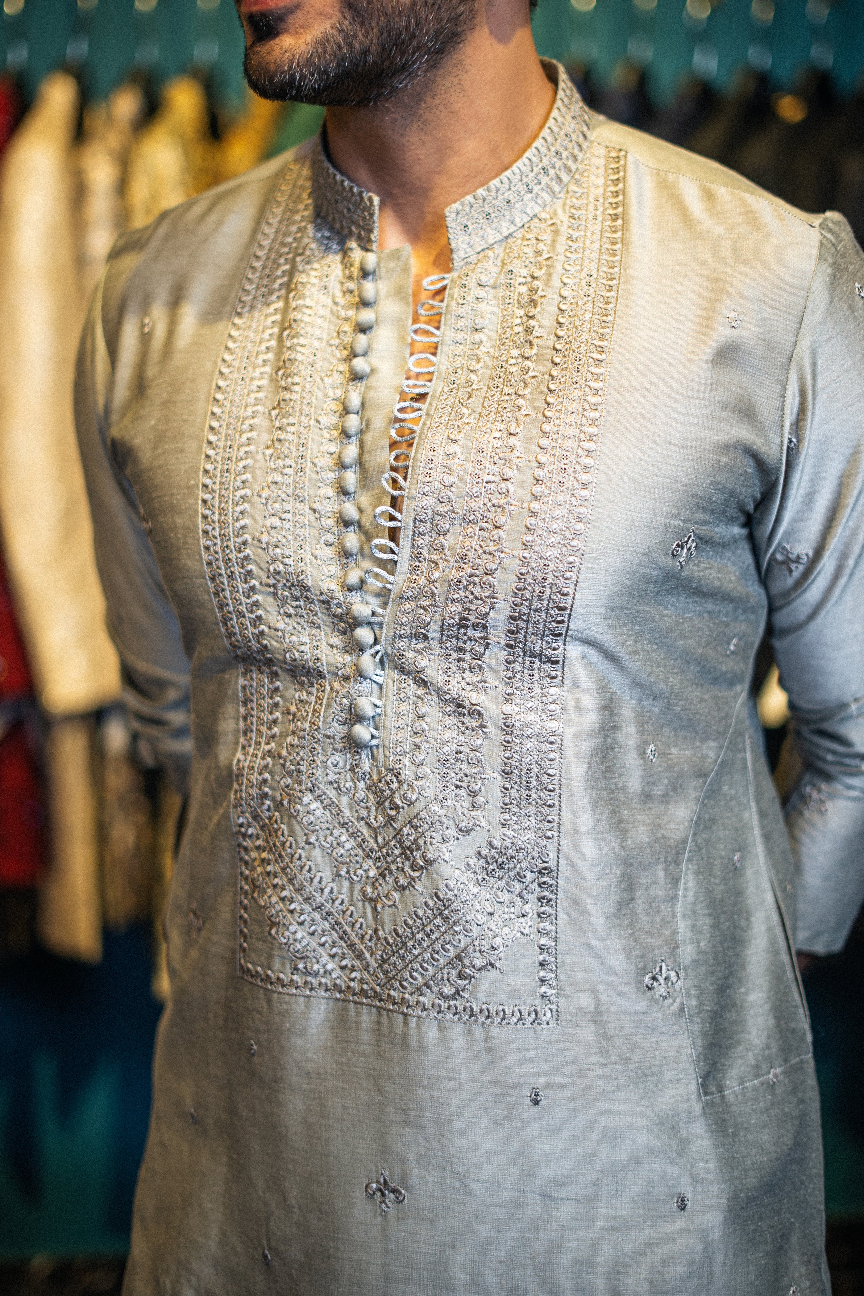 KALAMKAAR CHAMPAGNE KURTA PAJAMA Humayun Alamgir