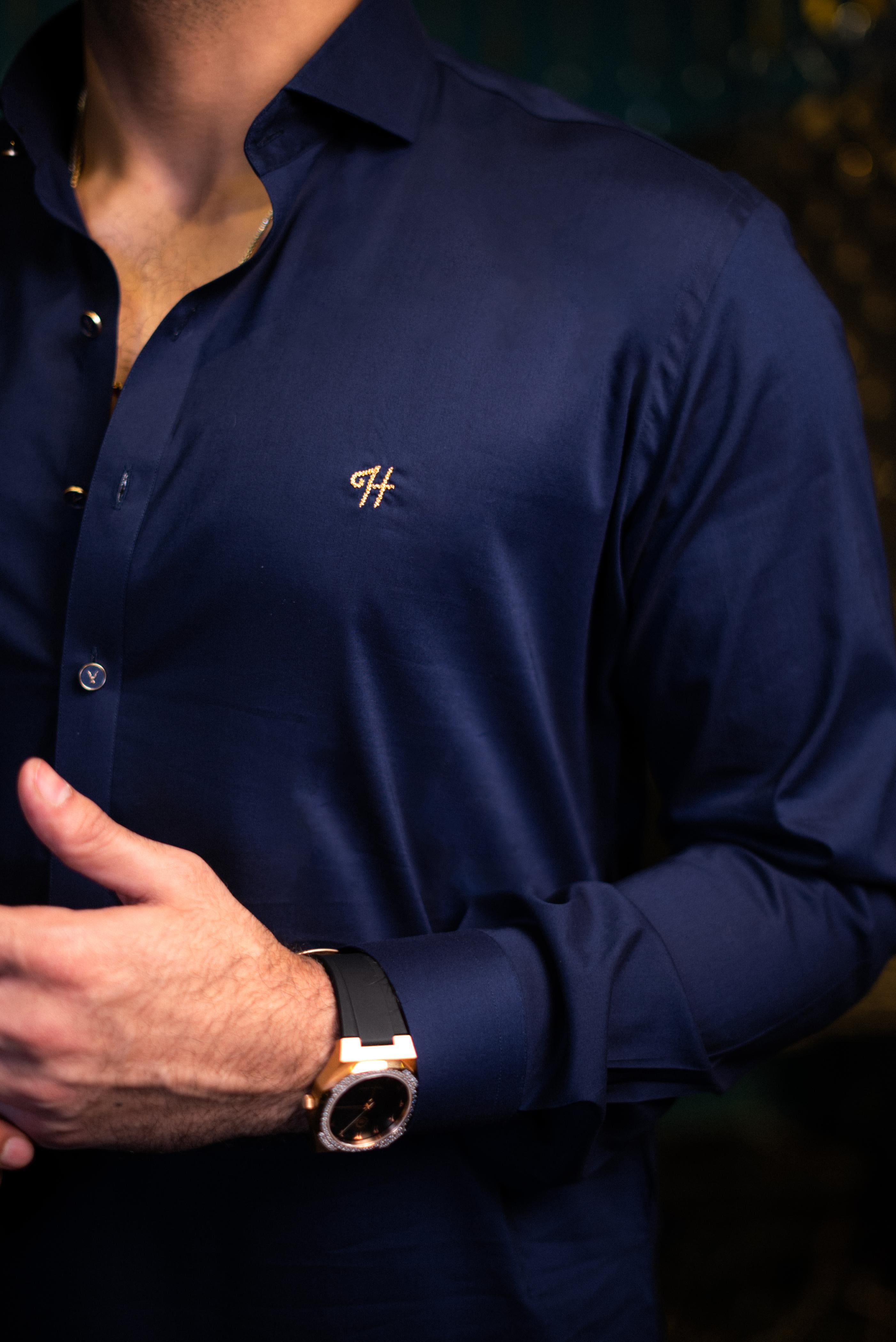 NAVY BLUE EGYPTION COTTON Humayun Alamgir