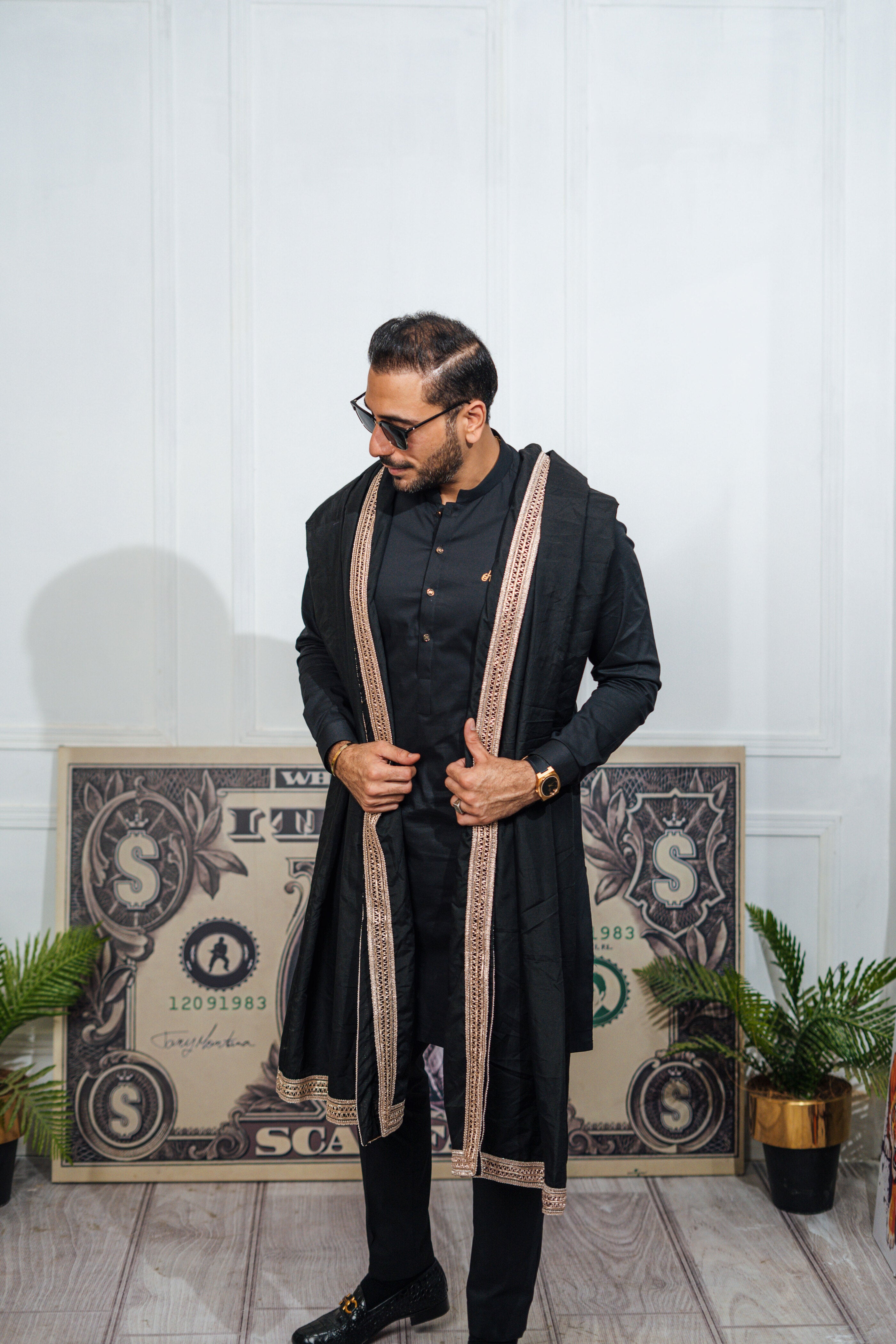 Black Cotton Silk Shawl HumayunAlamgir