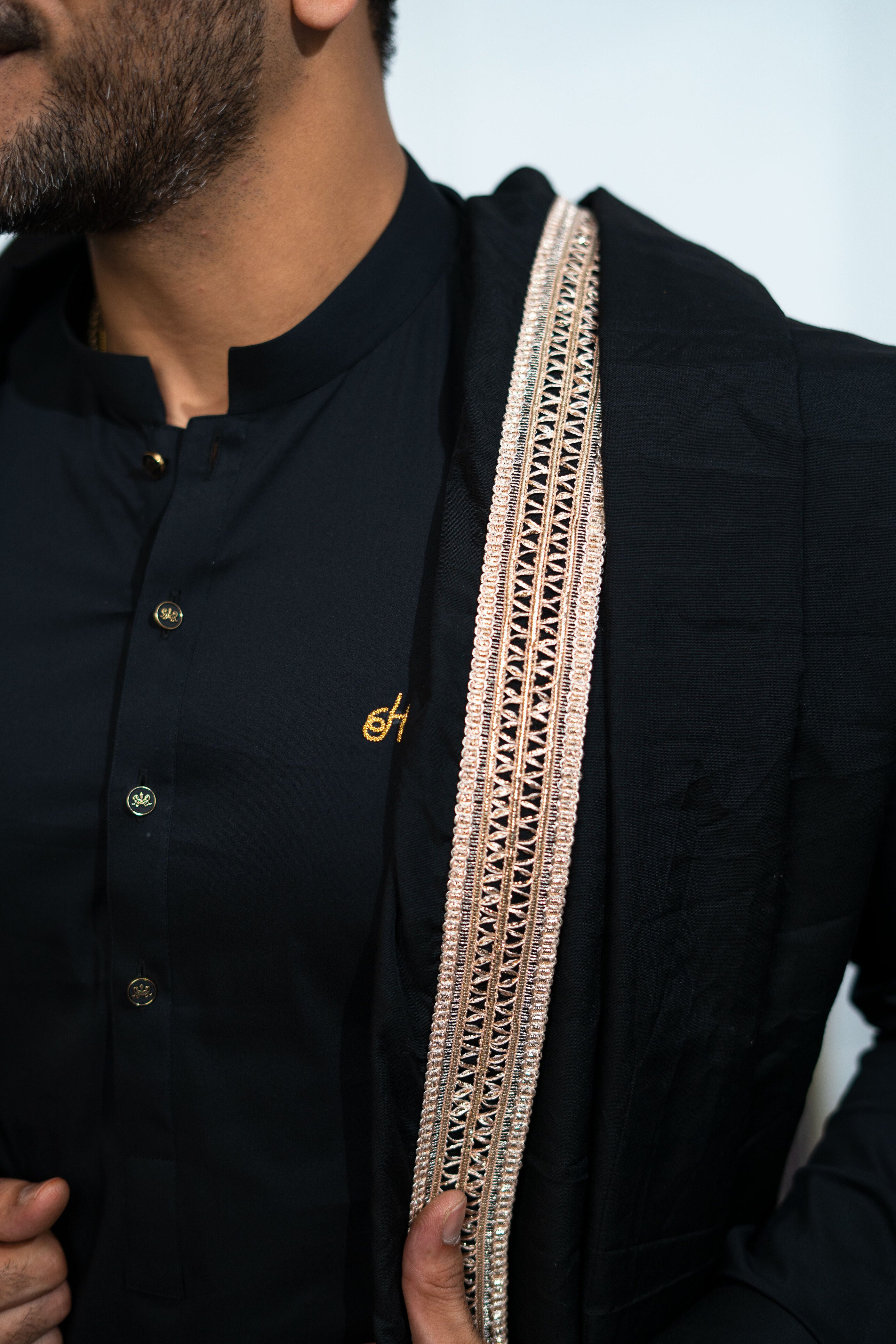 Black Cotton Silk Shawl HumayunAlamgir