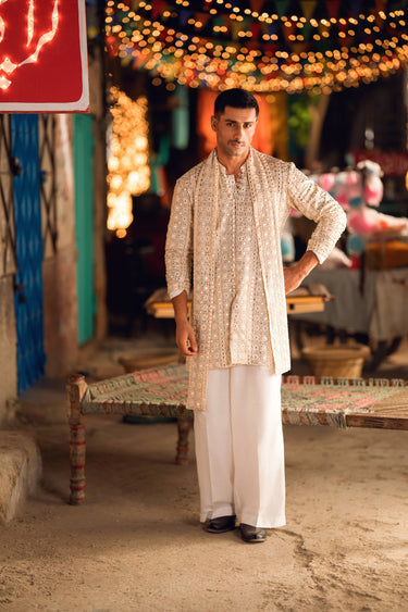 AMEER – BEIGE KURTA PAJAMA Humayunalamgir