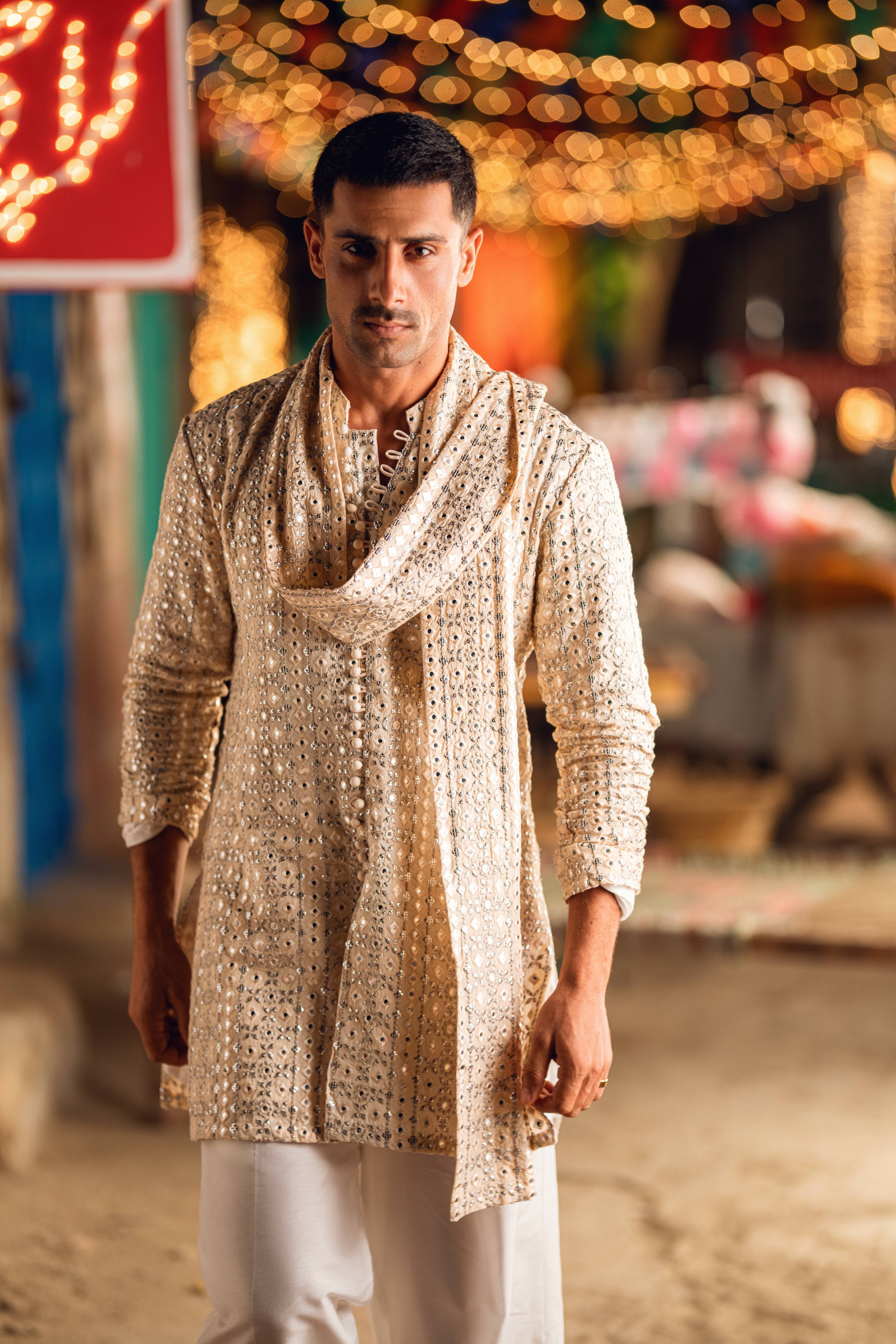 AMEER – BEIGE KURTA PAJAMA Humayunalamgir