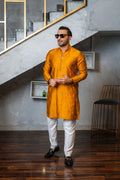 Mustard Embossed Kurta Pajama HumayunAlamgir S