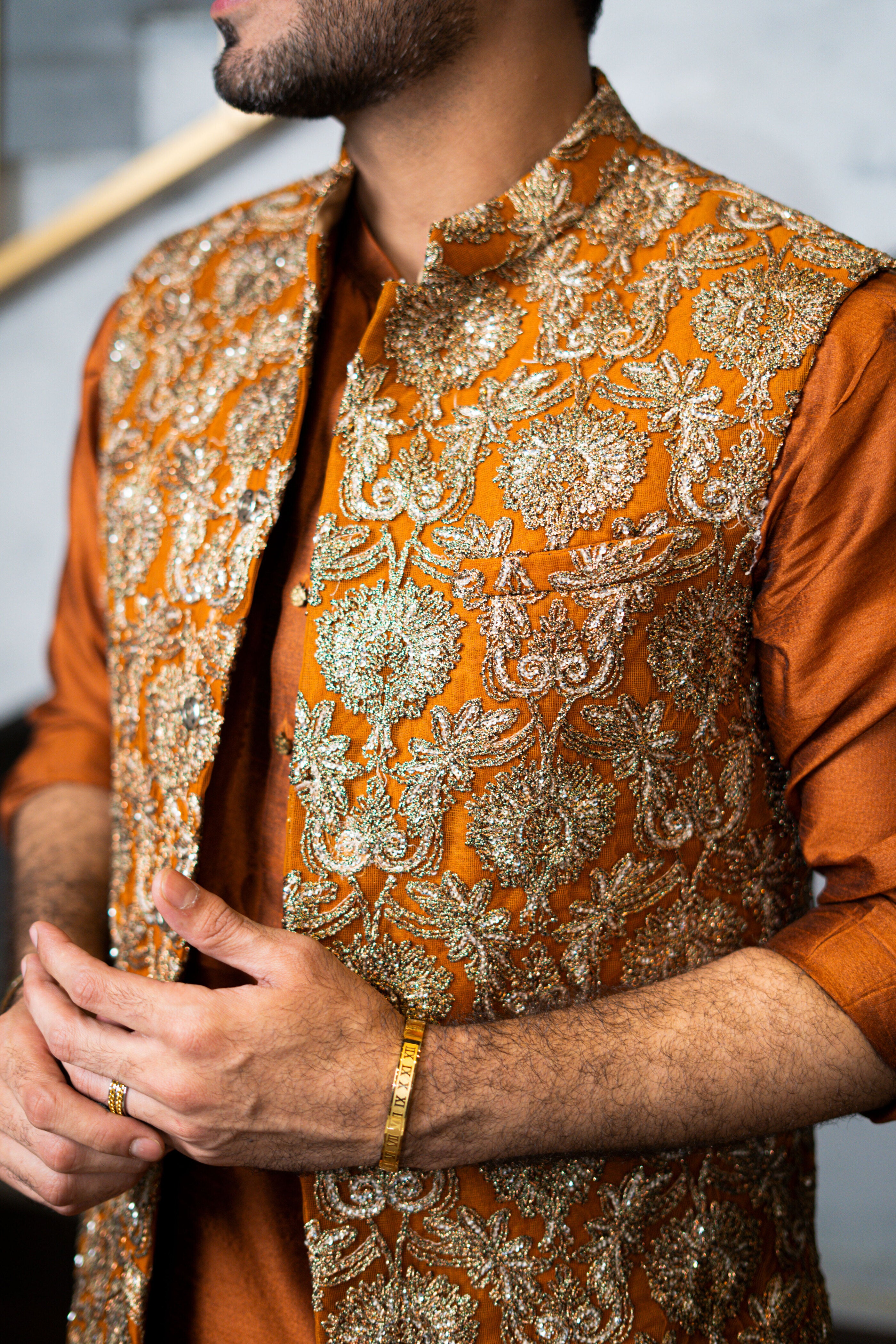 Rust Raw Silk Kurta Pajama HumayunAlamgir