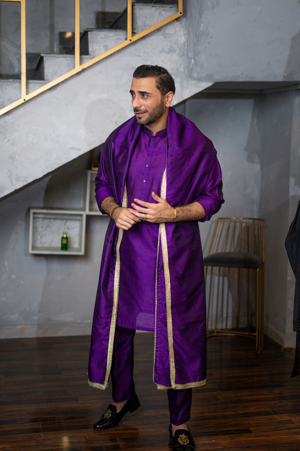 Purple Raw Silk Kurta Pajama HumayunAlamgir