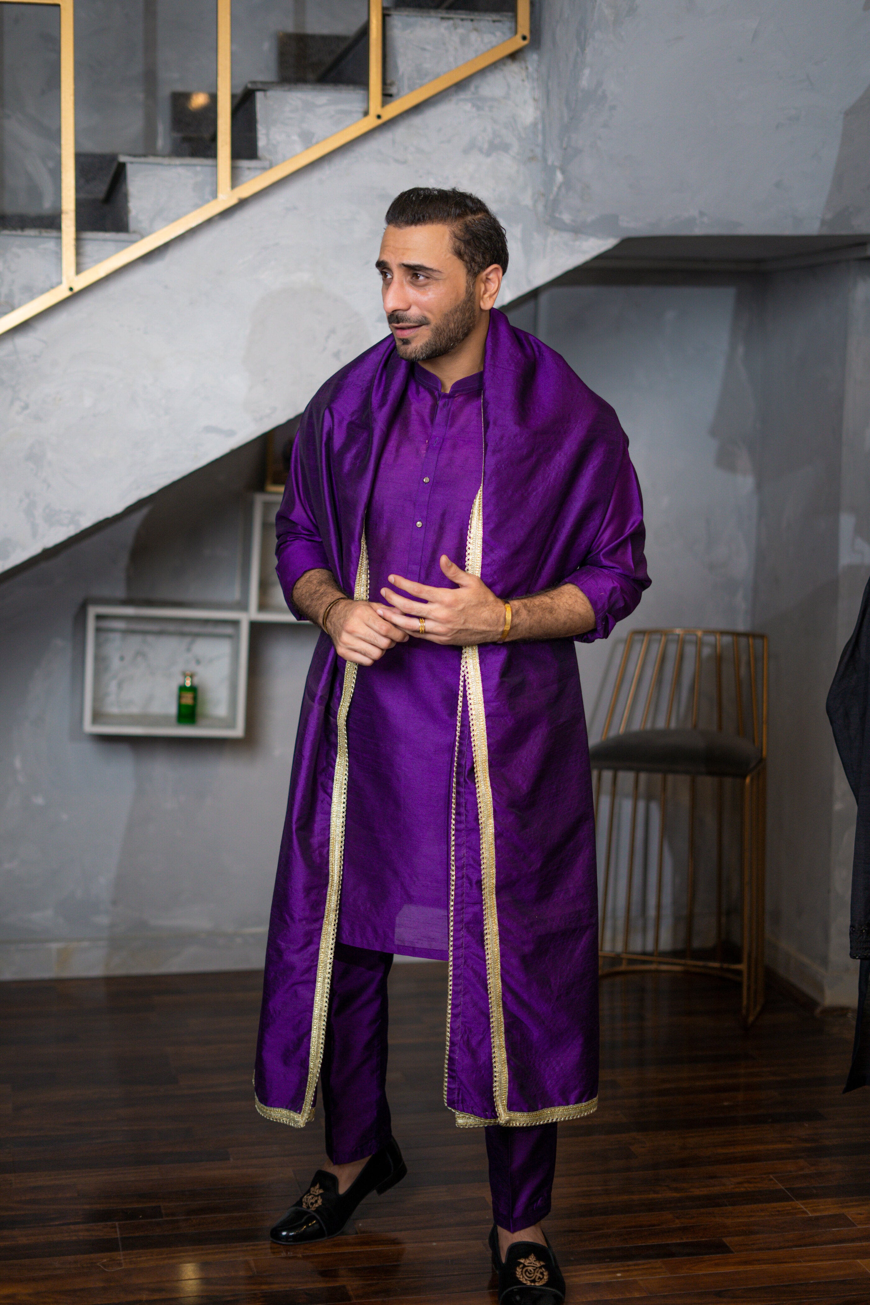 Purple Raw Silk Kurta Pajama HumayunAlamgir