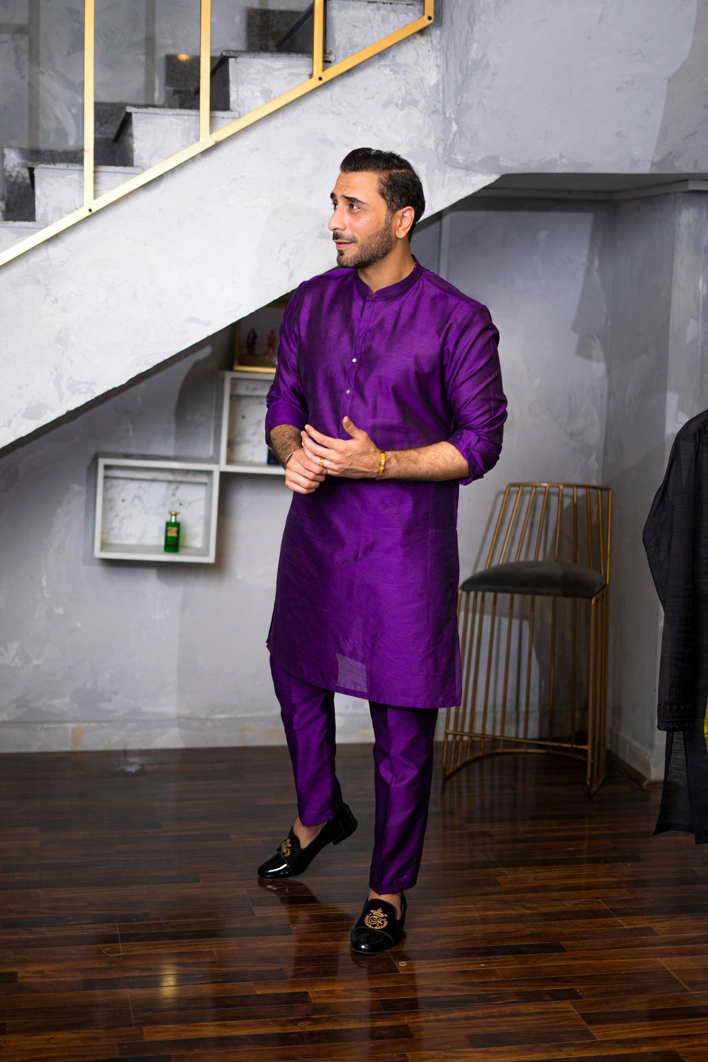 Purple Raw Silk Kurta Pajama HumayunAlamgir S