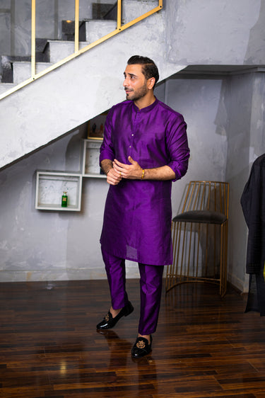 Purple Raw Silk Kurta Pajama