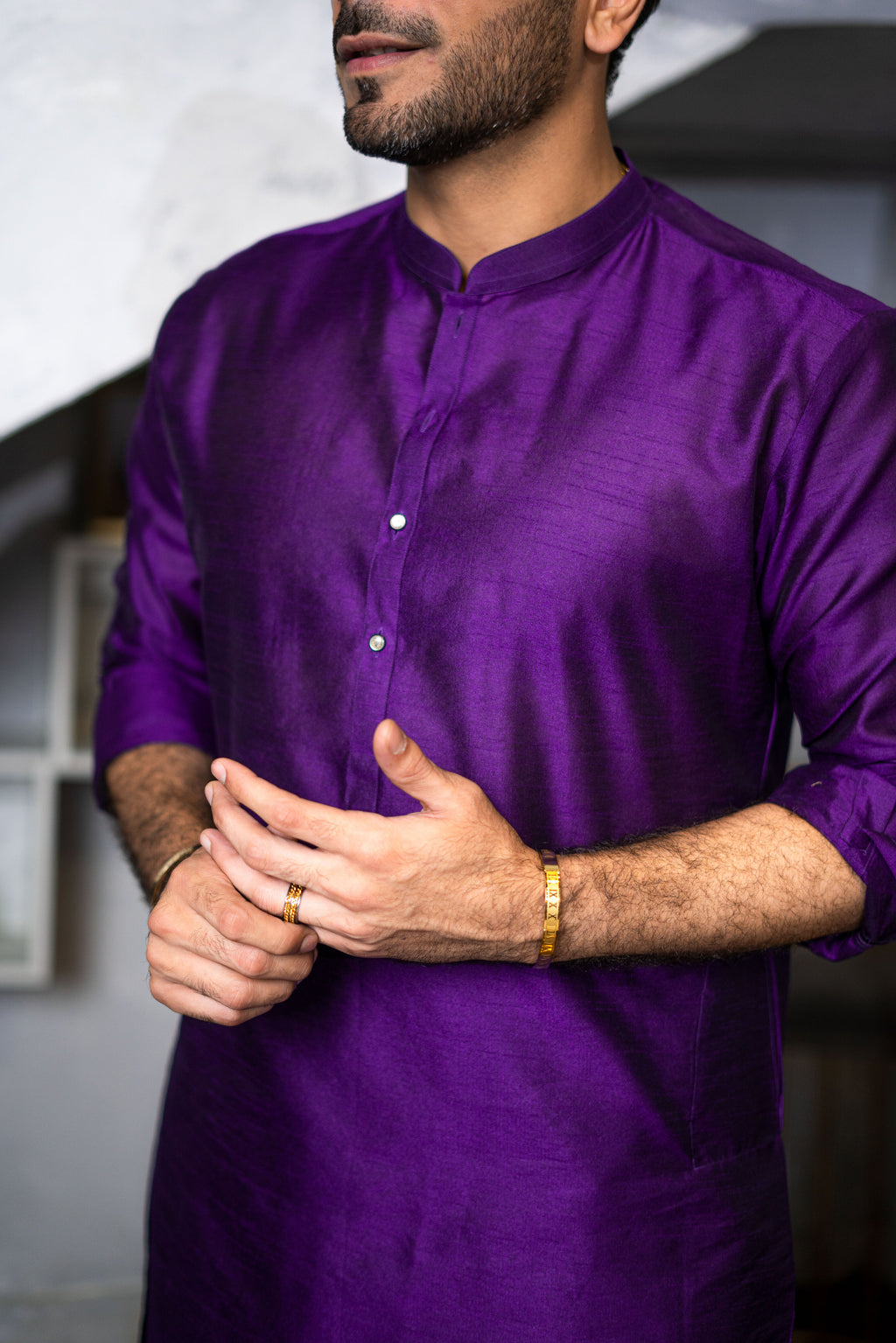 Purple Raw Silk Kurta Pajama HumayunAlamgir
