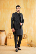 Black Embossed Prince Coat Mehndi Collection HumayunAlamgir S Prince Coat