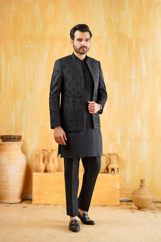Black Suit Price Coat On Shalwar Kameez Humayun Alamgir Black