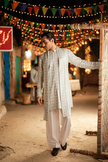 AMEER – MINT GREEN KURTA PAJAMA Humayunalamgir