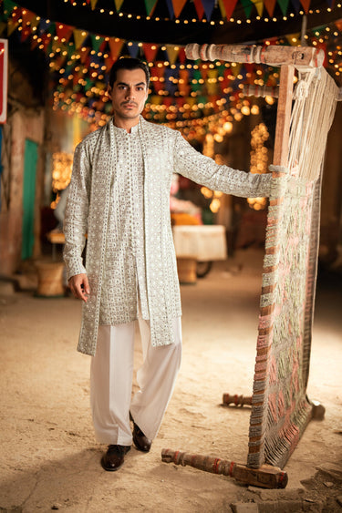 AMEER – MINT GREEN KURTA PAJAMA Humayunalamgir