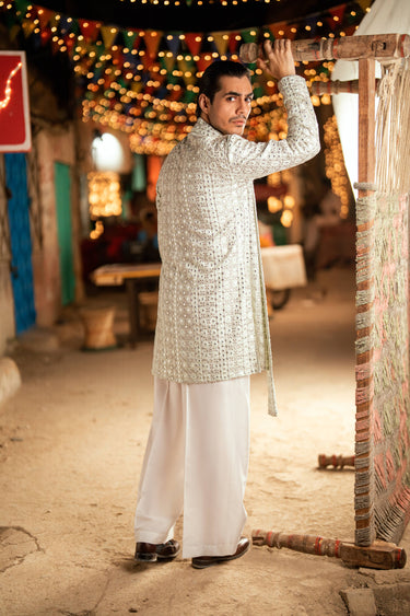 AMEER – MINT GREEN KURTA PAJAMA Humayunalamgir