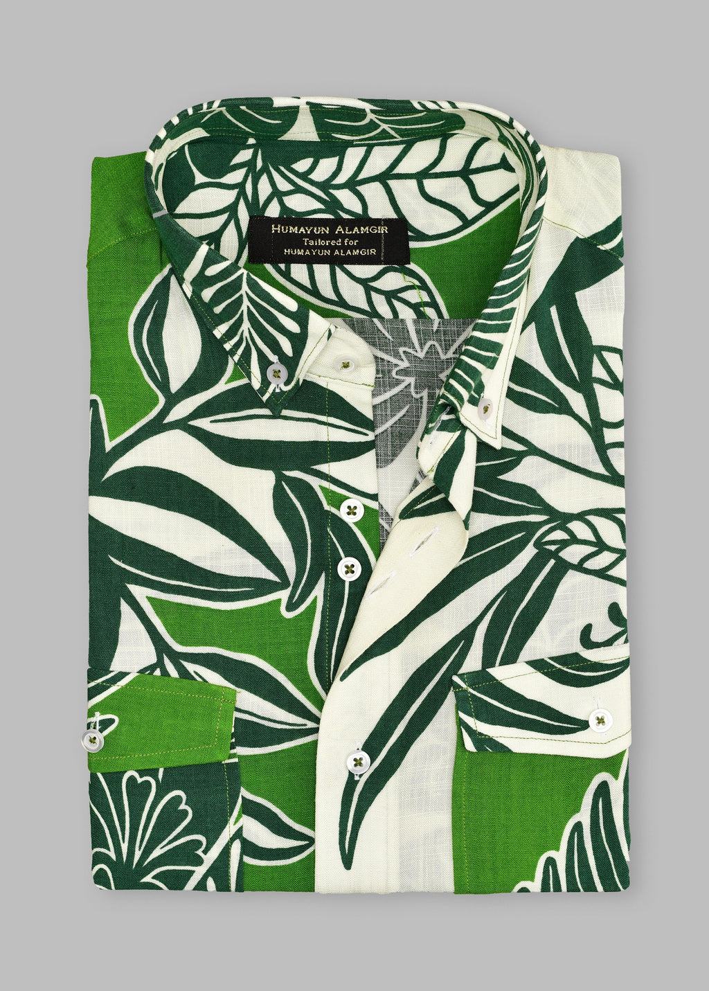 Green Floral Shirt Semi Formal humyaunalamgir