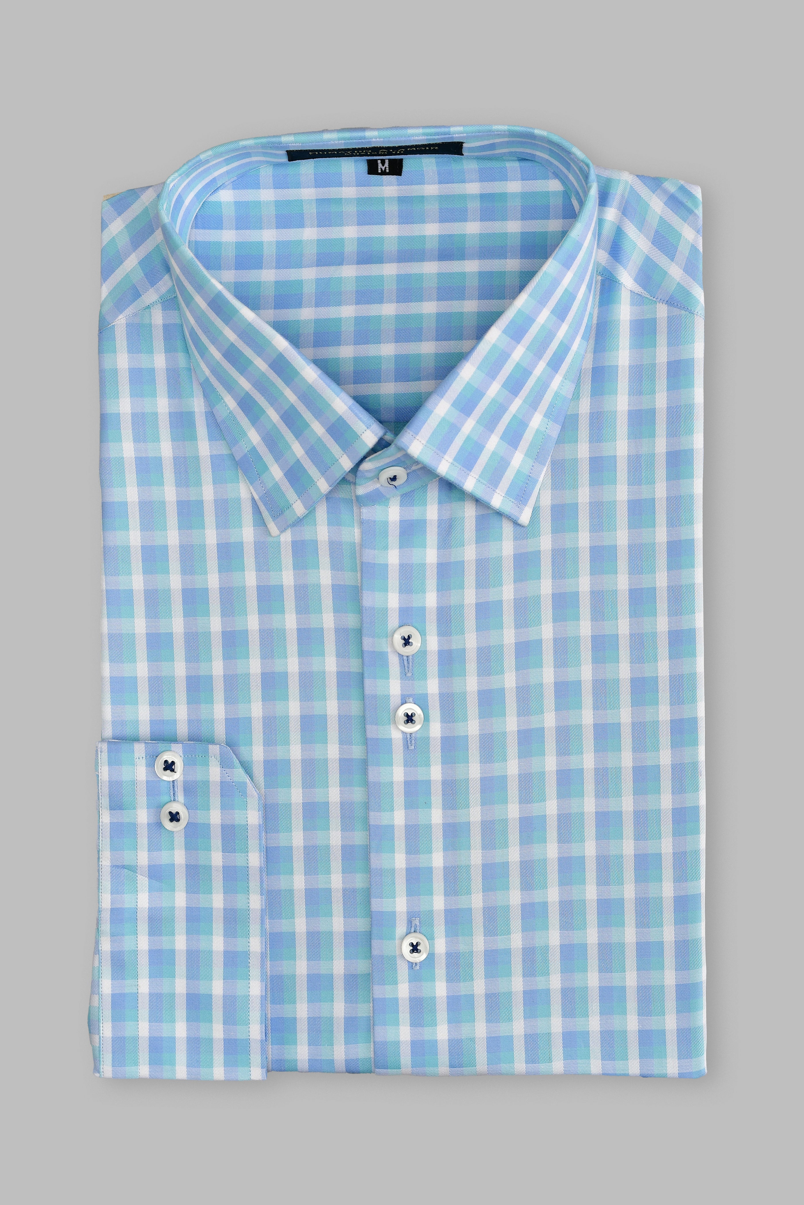 Blue Checks Shirt Semi Formal humyaunalamgir