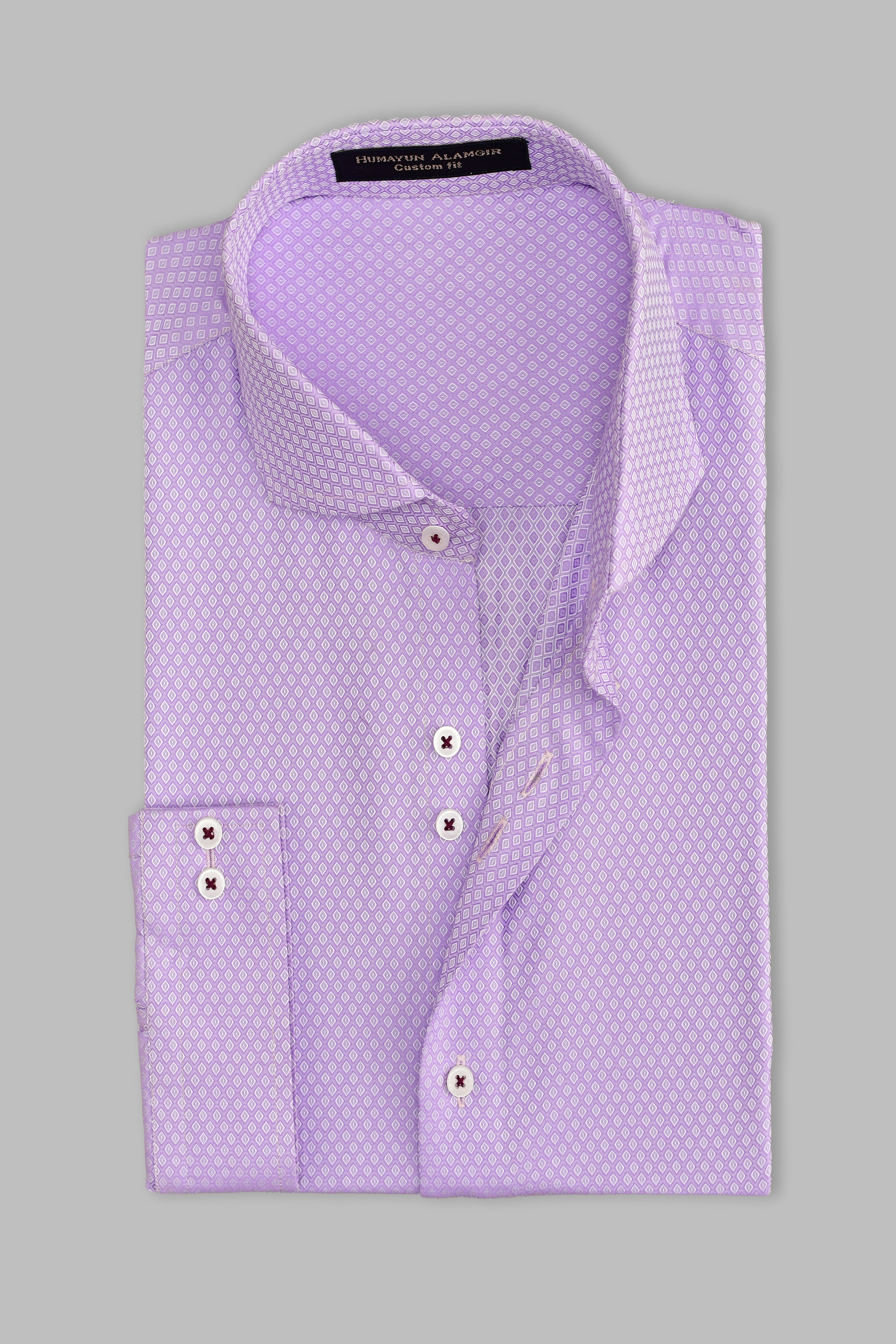 Lavender Self Dot Shirt Semi Formal humyaunalamgir S