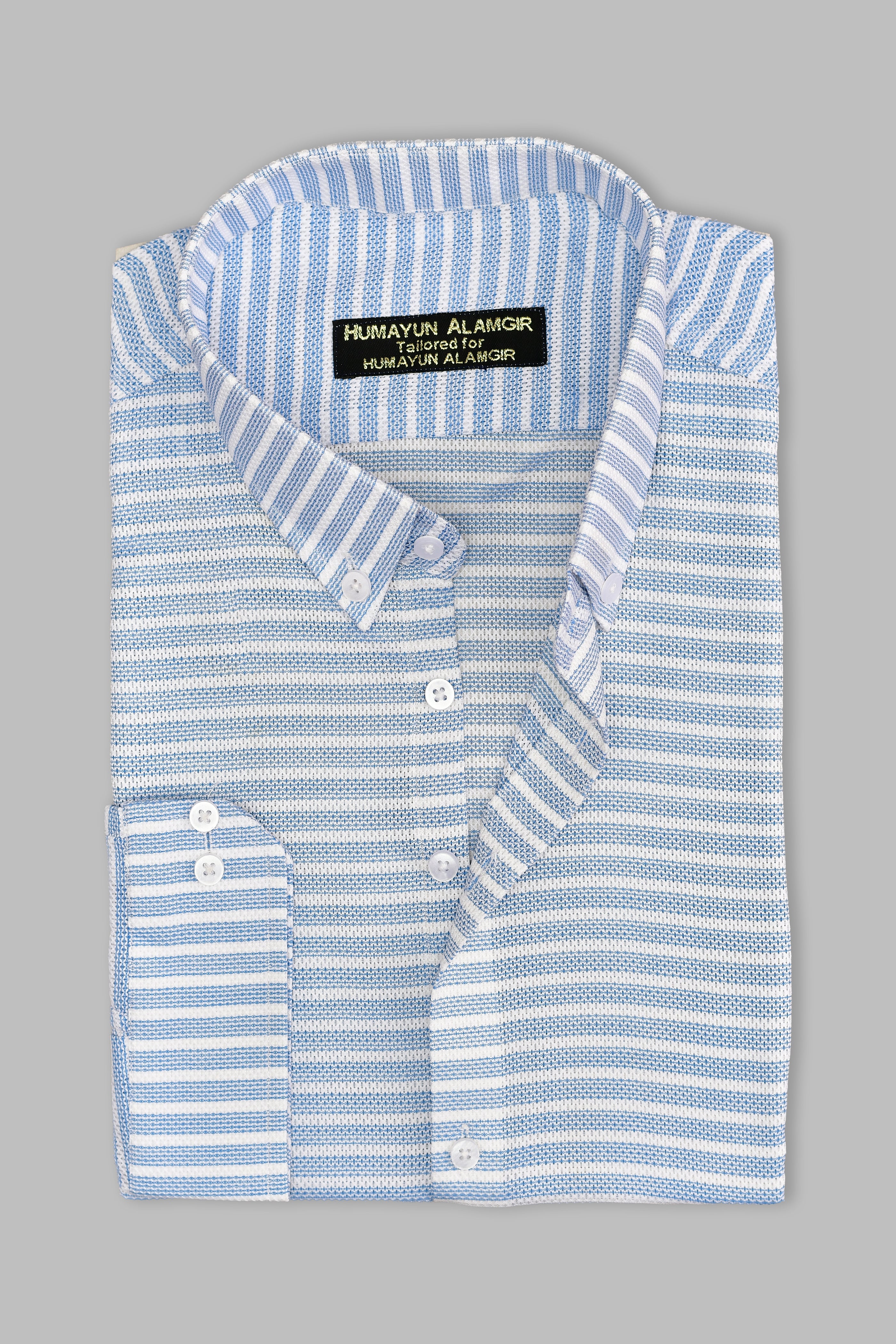 Blue & White Stripe Shirt Semi Formal humyaunalamgir S