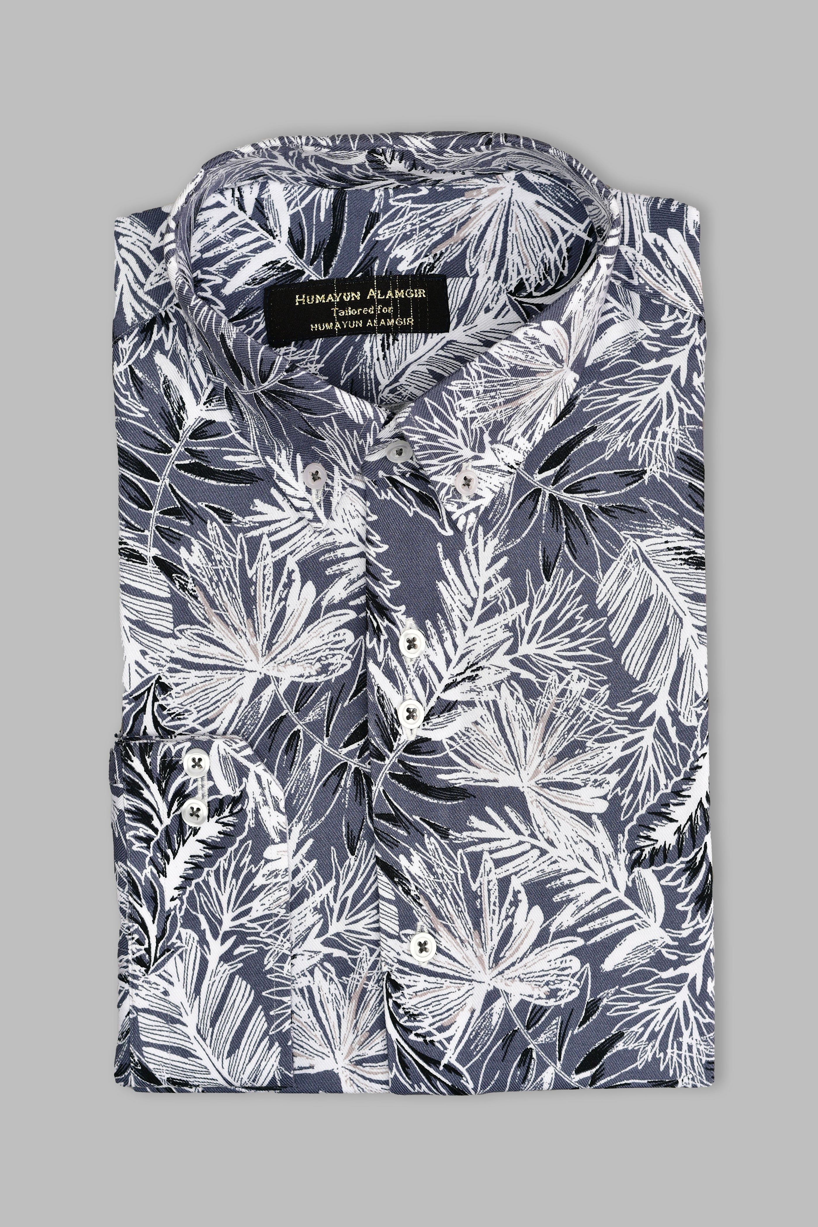 Grey Flower Pattern Shirt