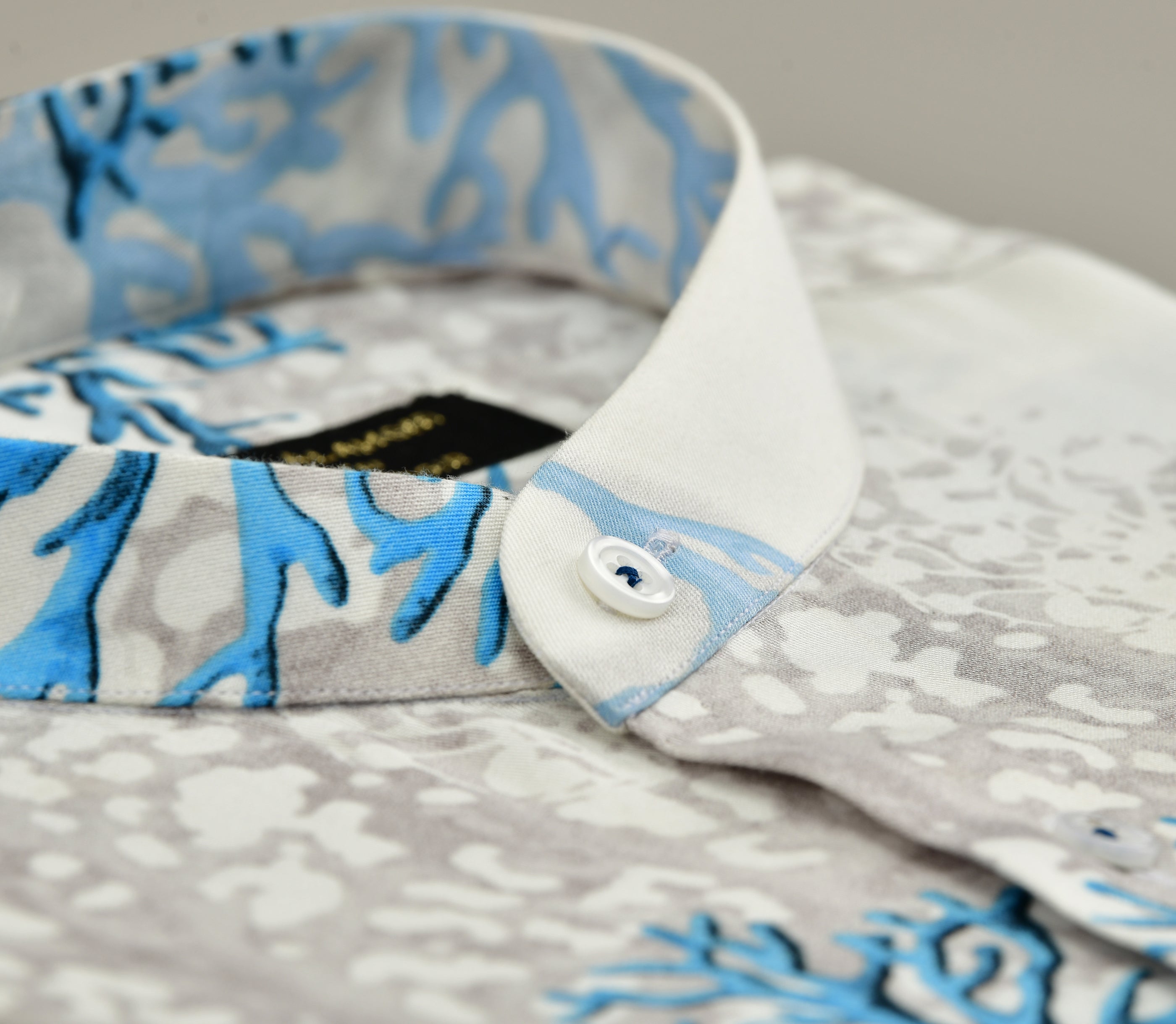 White & Blue Printed Shirt Semi Formal humyaunalamgir