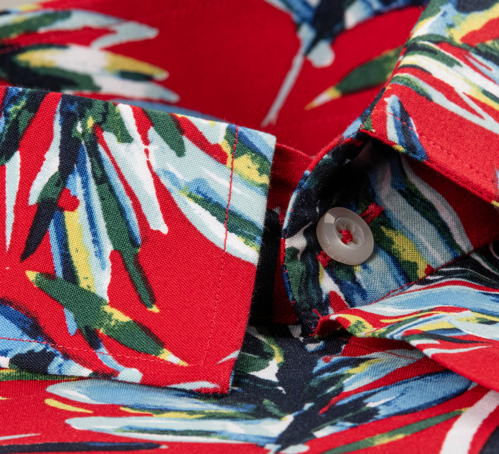 Red Printed Shirt Semi Formal humyaunalamgir