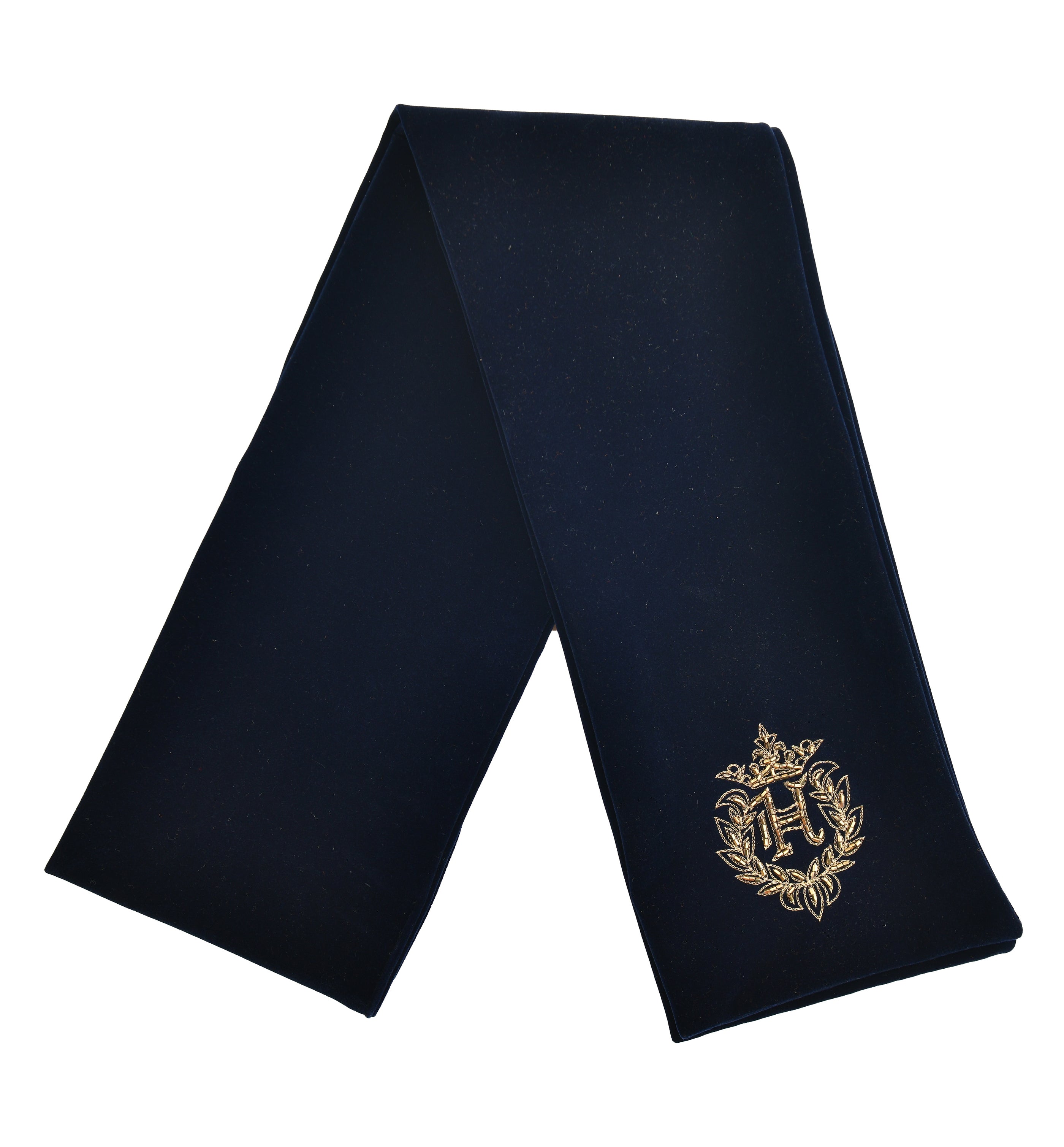 Navy Blue Motif Velvet Muffler HumayunAlamgir