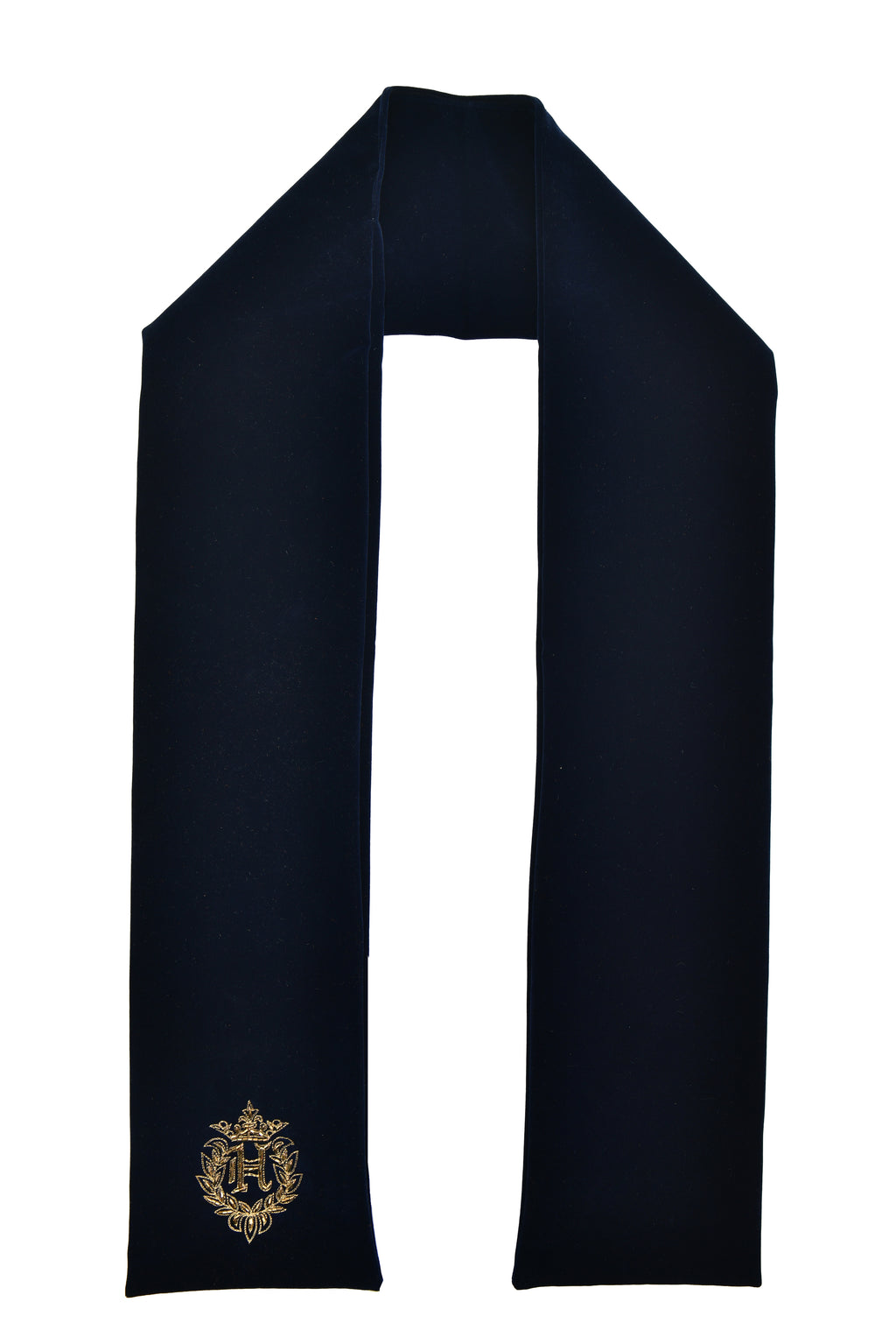 Navy Blue Motif Velvet Muffler HumayunAlamgir
